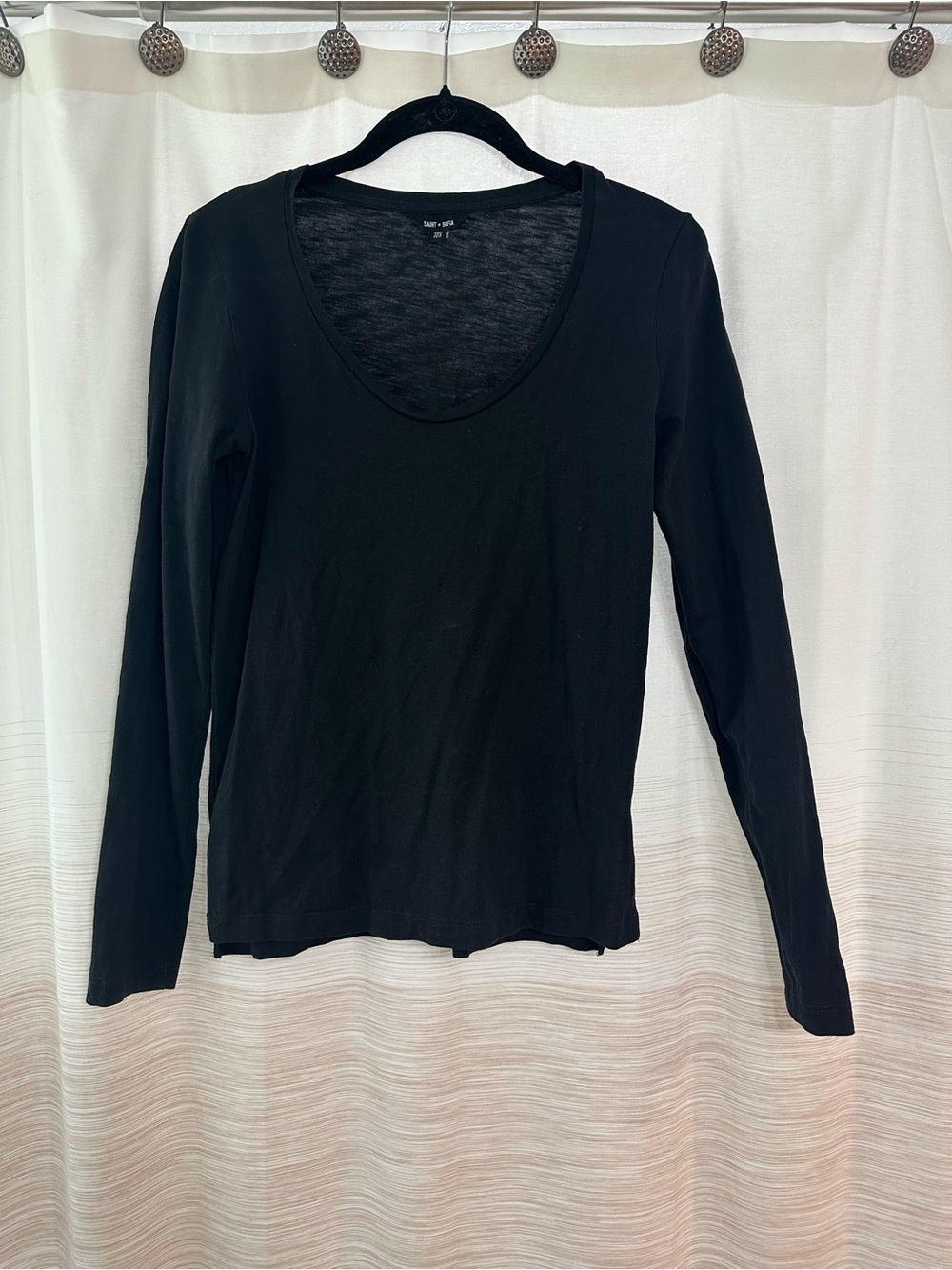 Saint + Sofia Classic Black Long-Sleeve Scoop Neck Top